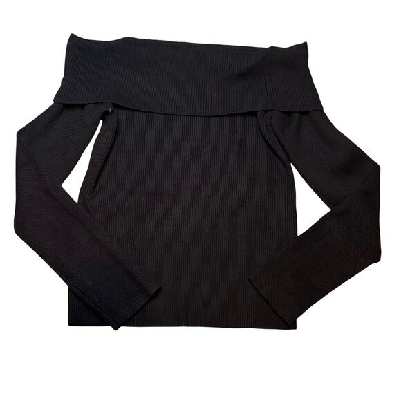 Vero Moda Black Off Shoulder Ribbed Pullover Top L NWT - Picture 6 of 9